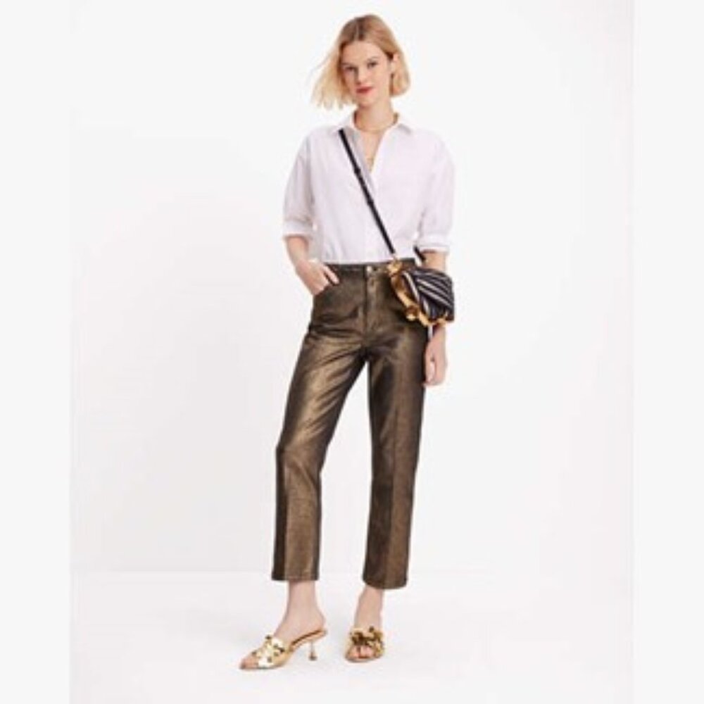 Kate Spade Metallic Straight Leg Denim Pant - NWT